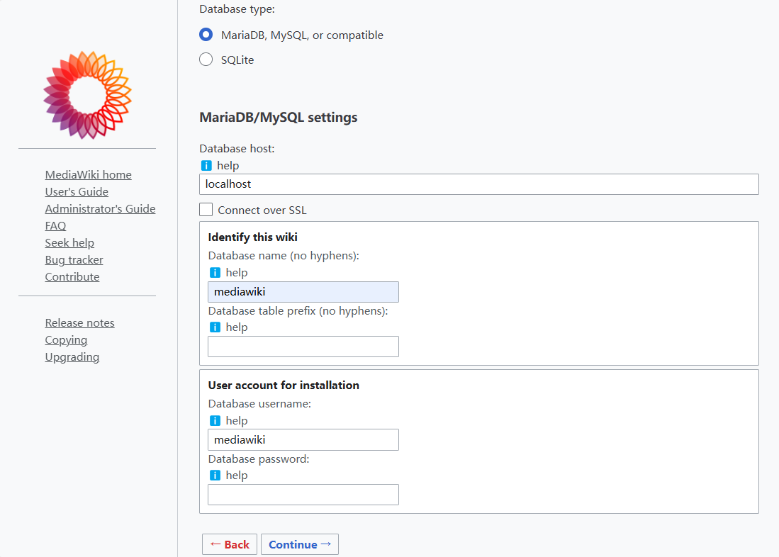 mediawiki Connecting to the database